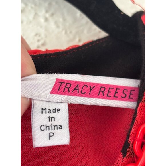 Tracy Reese Red Black Striped Runway Knit Dress With Beaded Neckline Detailed - Picture 9 of 15